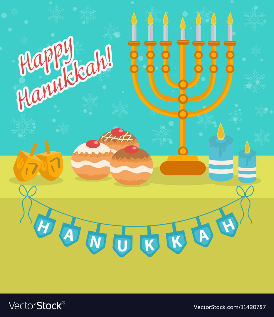 Happy hanukkah greeting card invitation poster Vector Image