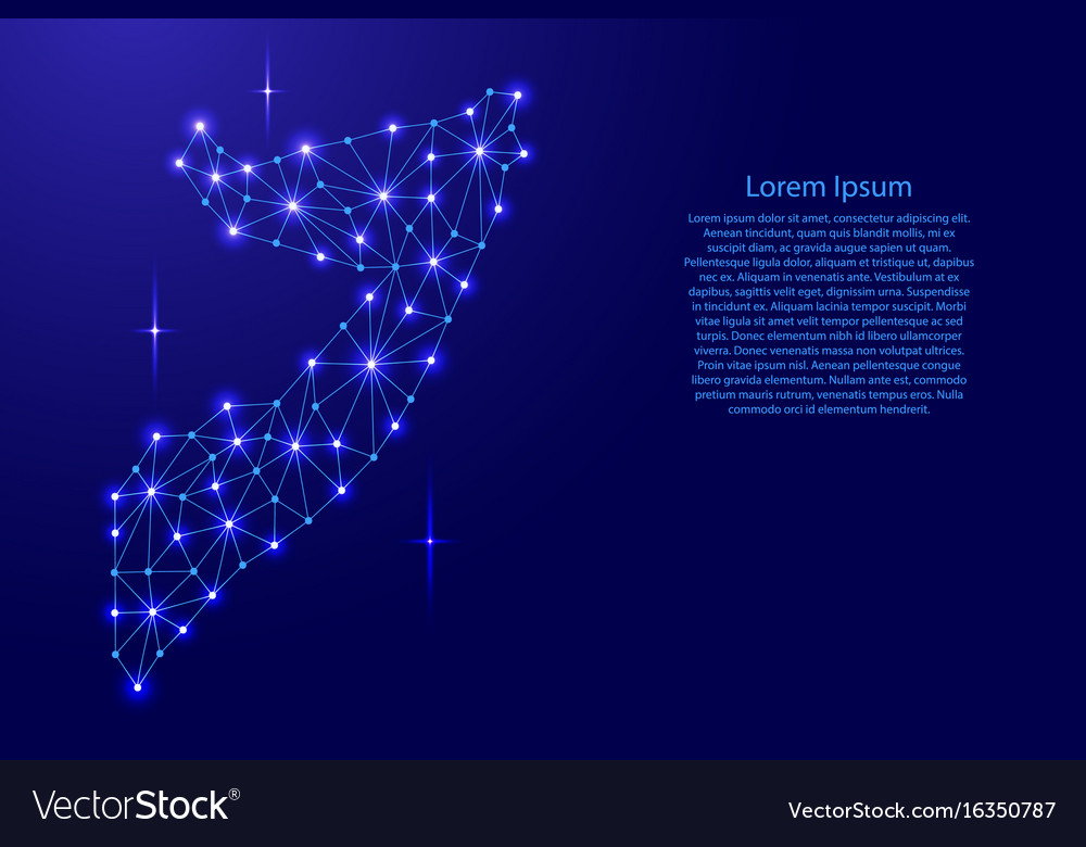 Somalia map of polygonal mosaic lines network ray Vector Image