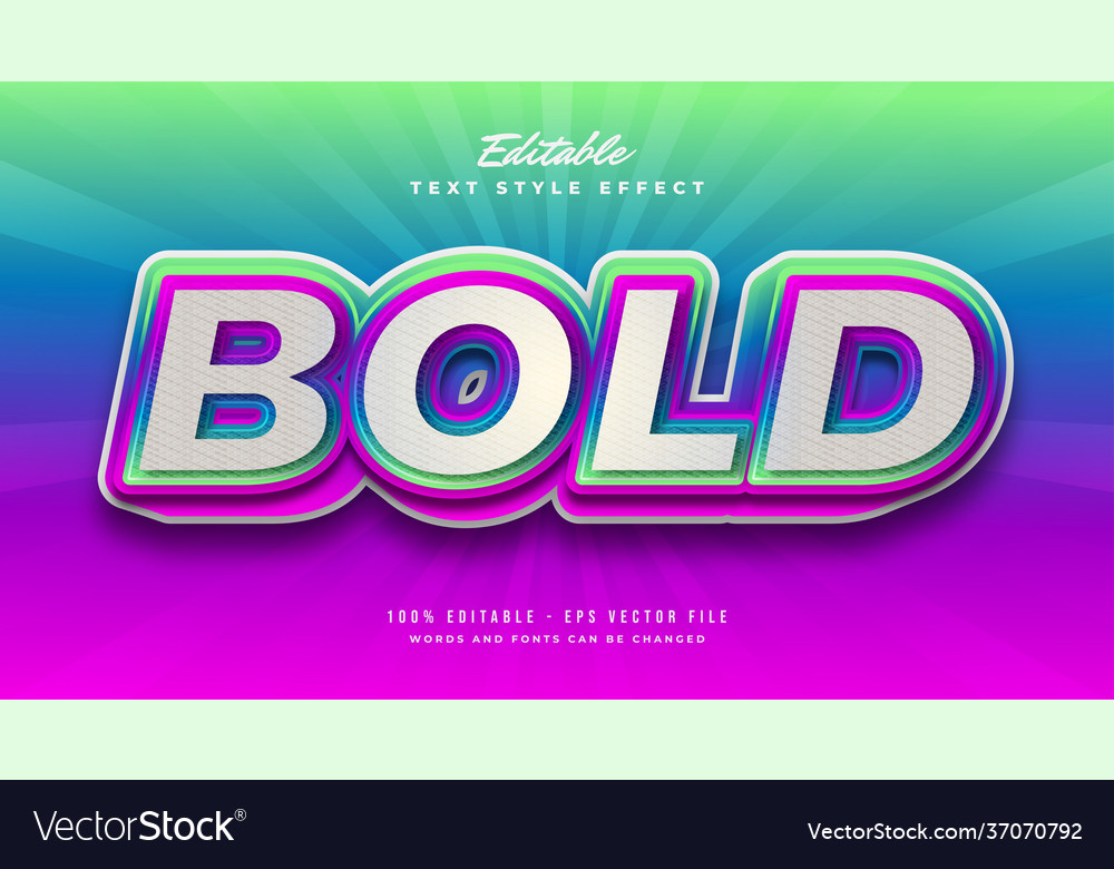 Bold colorful text style with embossed effect Vector Image