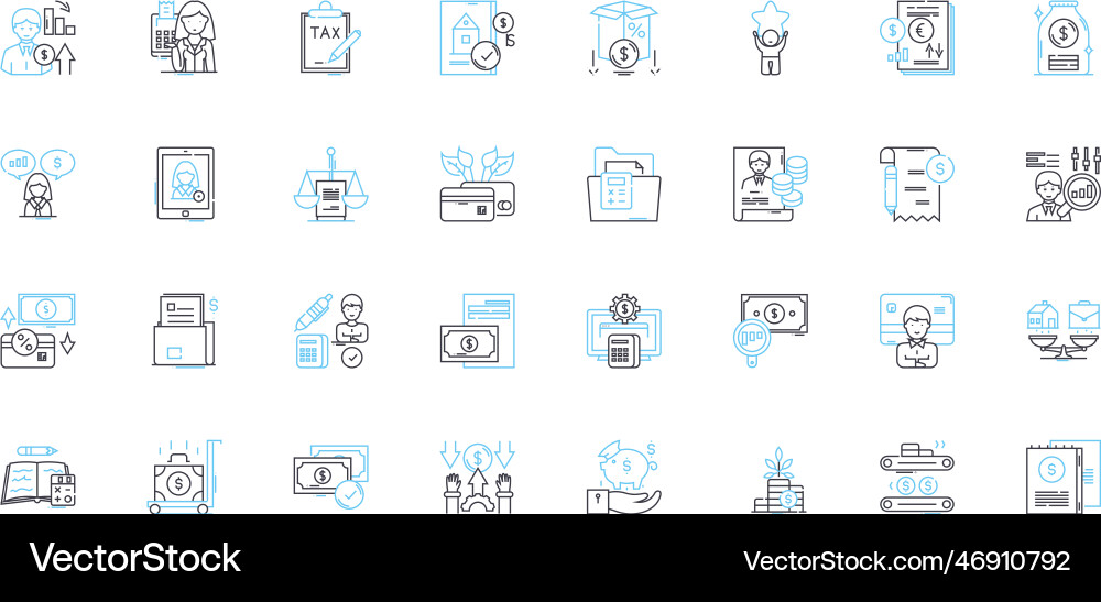 Budget analysis linear icons set allocation Vector Image