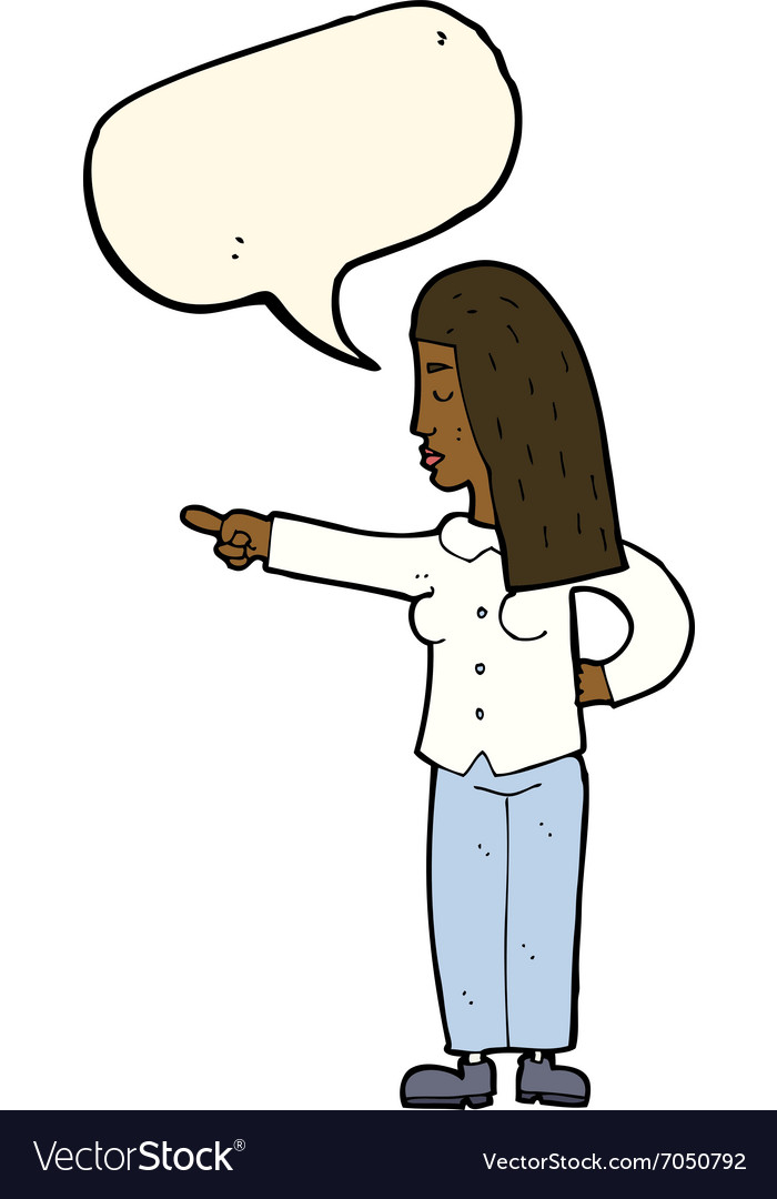 Cartoon Woman Pointing With Speech Bubble Vector Image