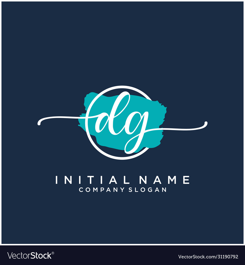 D g initial handwriting logo design with brush Vector Image