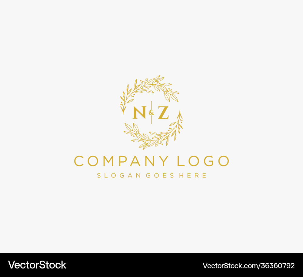 Initial nz letters floral frames monogram wedding Vector Image