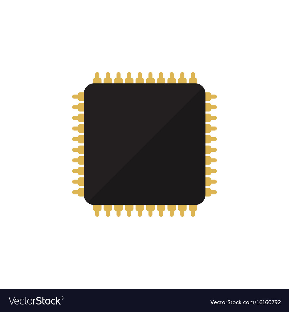 Isolated microprocessor flat icon cpu