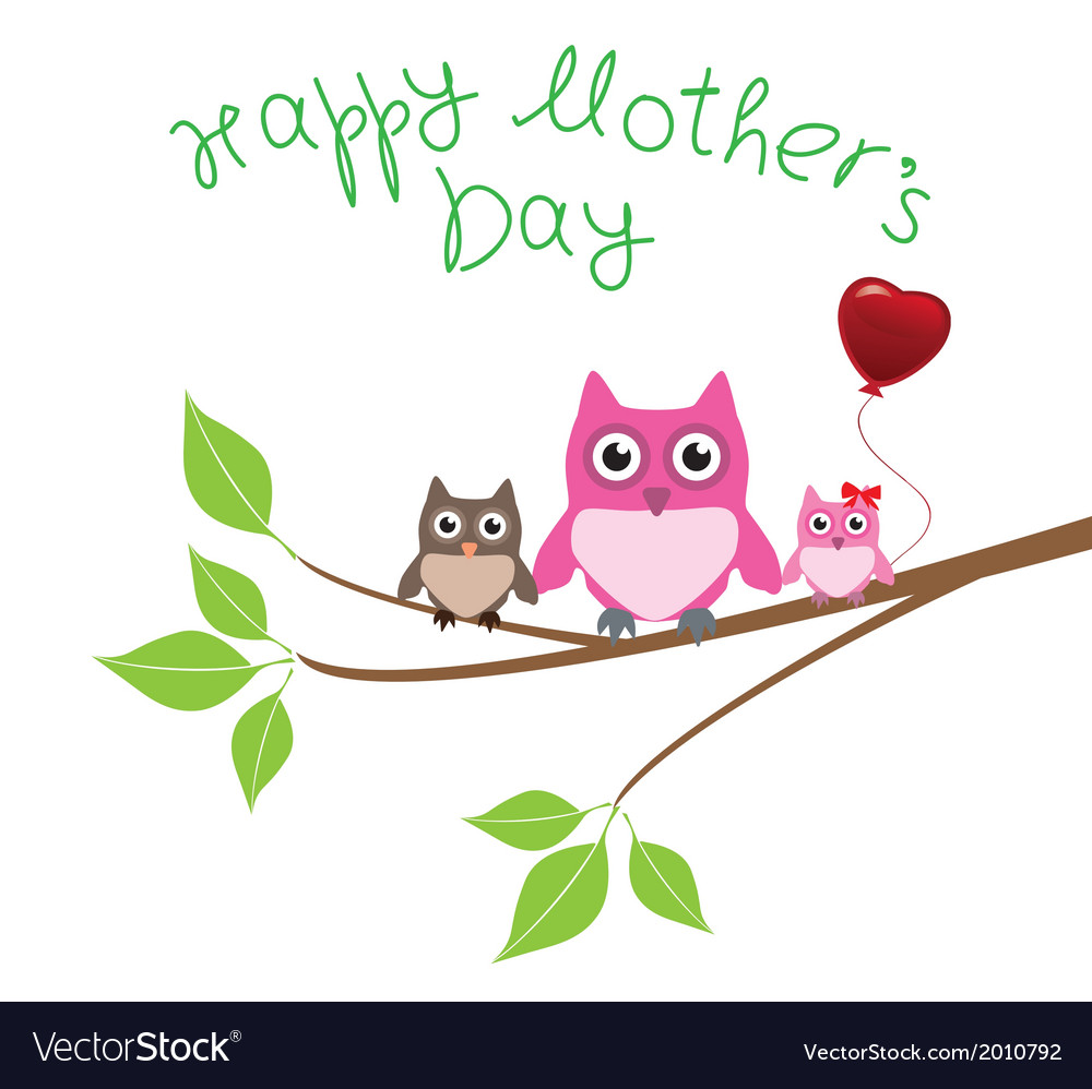 Owl love mom Royalty Free Vector Image - VectorStock