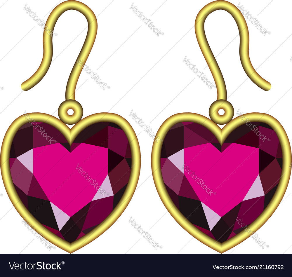 Ruby earrings mockup realistic style Royalty Free Vector