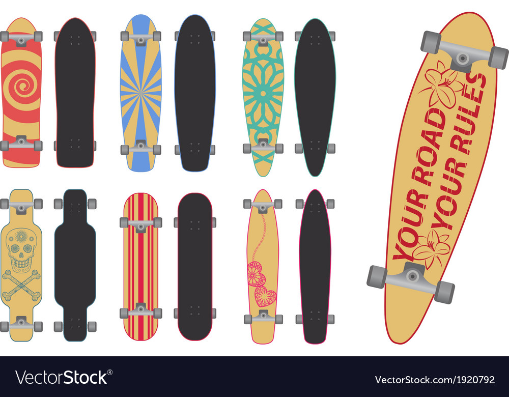 Skateboards And Longboards Royalty Free Vector Image