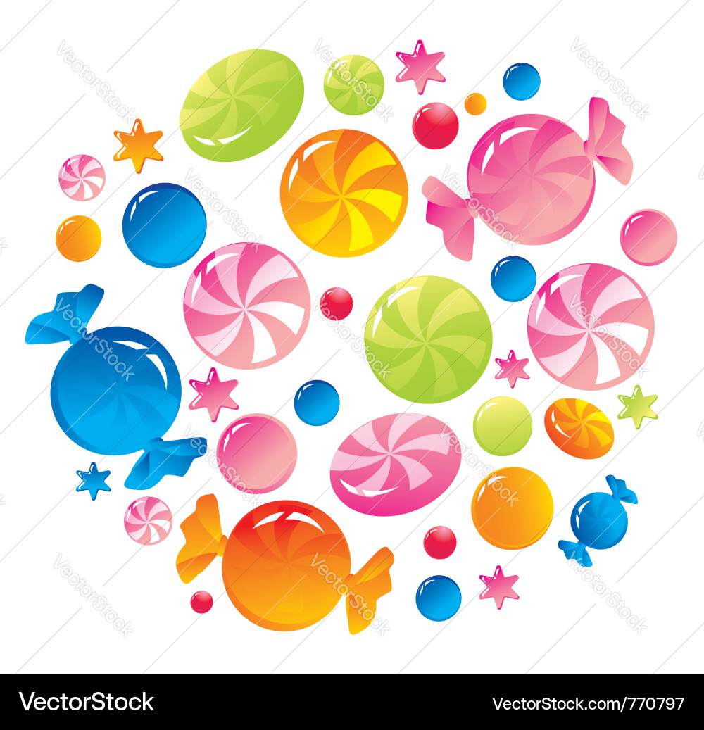 Allsorts from colorful sweets Royalty Free Vector Image