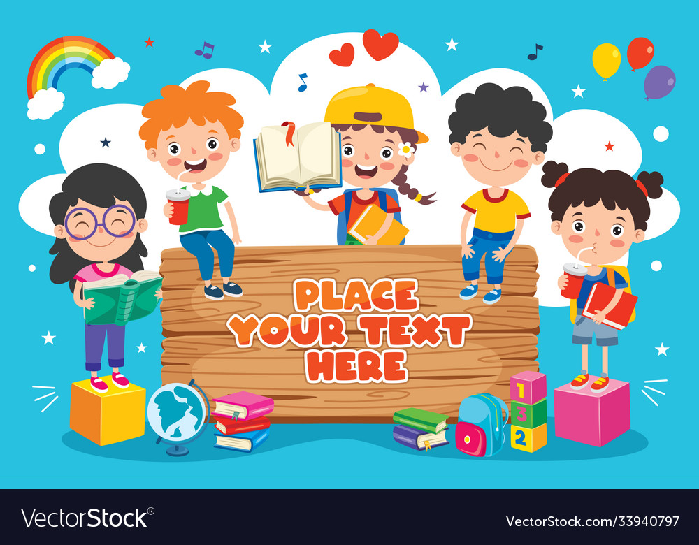 Back To School Concept With Funny Children Vector Image