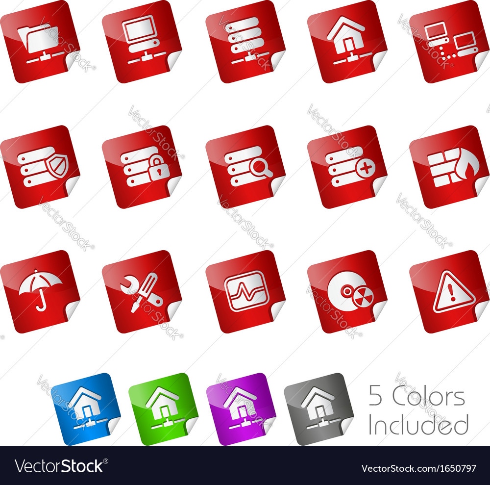 Network server stickers Royalty Free Vector Image