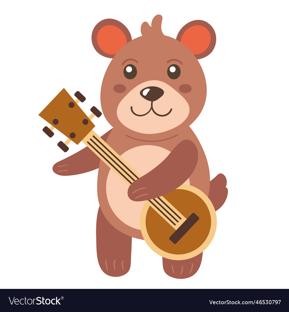 Playing guitar bear musician Royalty Free Vector Image