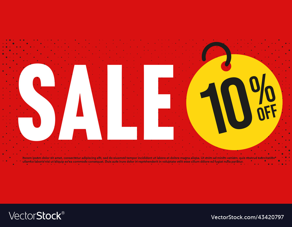 Red Sale Banner With 10 Percent Off Price Tag Vector Image