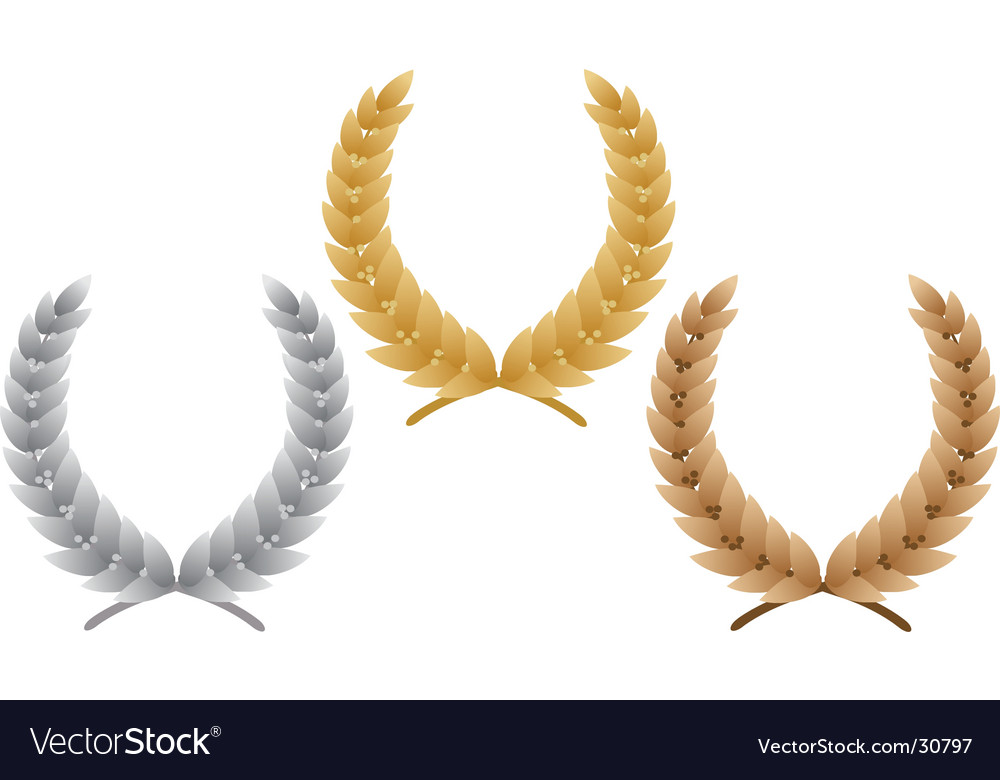 Download Three laurel wreath Royalty Free Vector Image - VectorStock