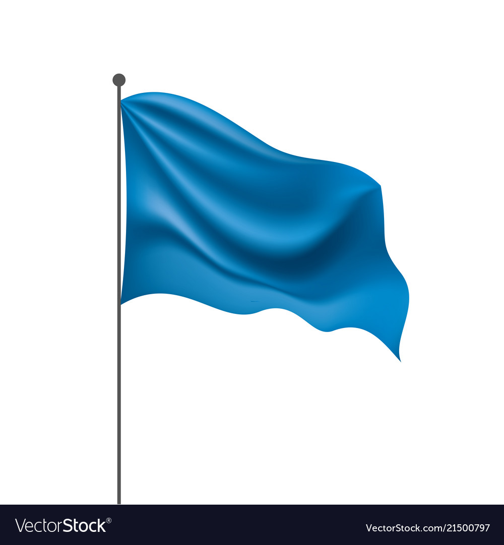 Waving the blue flag on a white background Vector Image