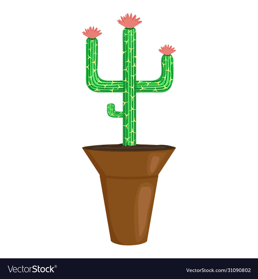 Desert cactus flower pot icon cartoon style Vector Image Desert cactus flower pot icon cartoon style Vector Image