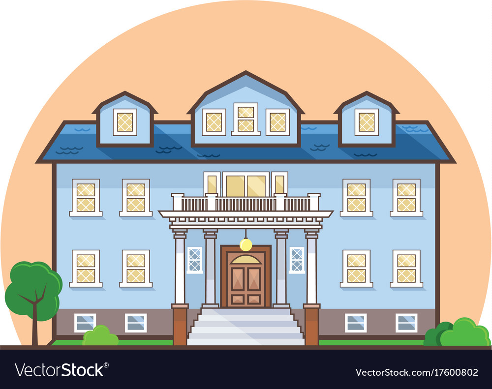 Fancy flat cottage house Royalty Free Vector Image