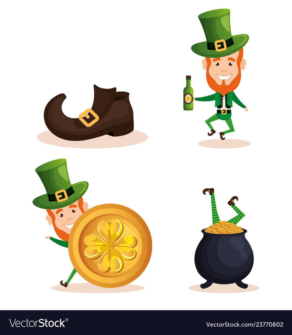 Group of leprechauns saint patrick characters Vector Image