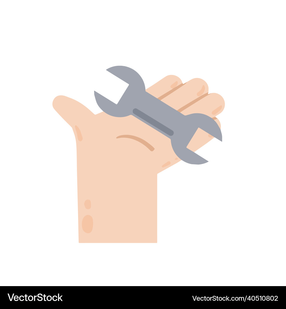 Hand holding and giving wrench Royalty Free Vector Image