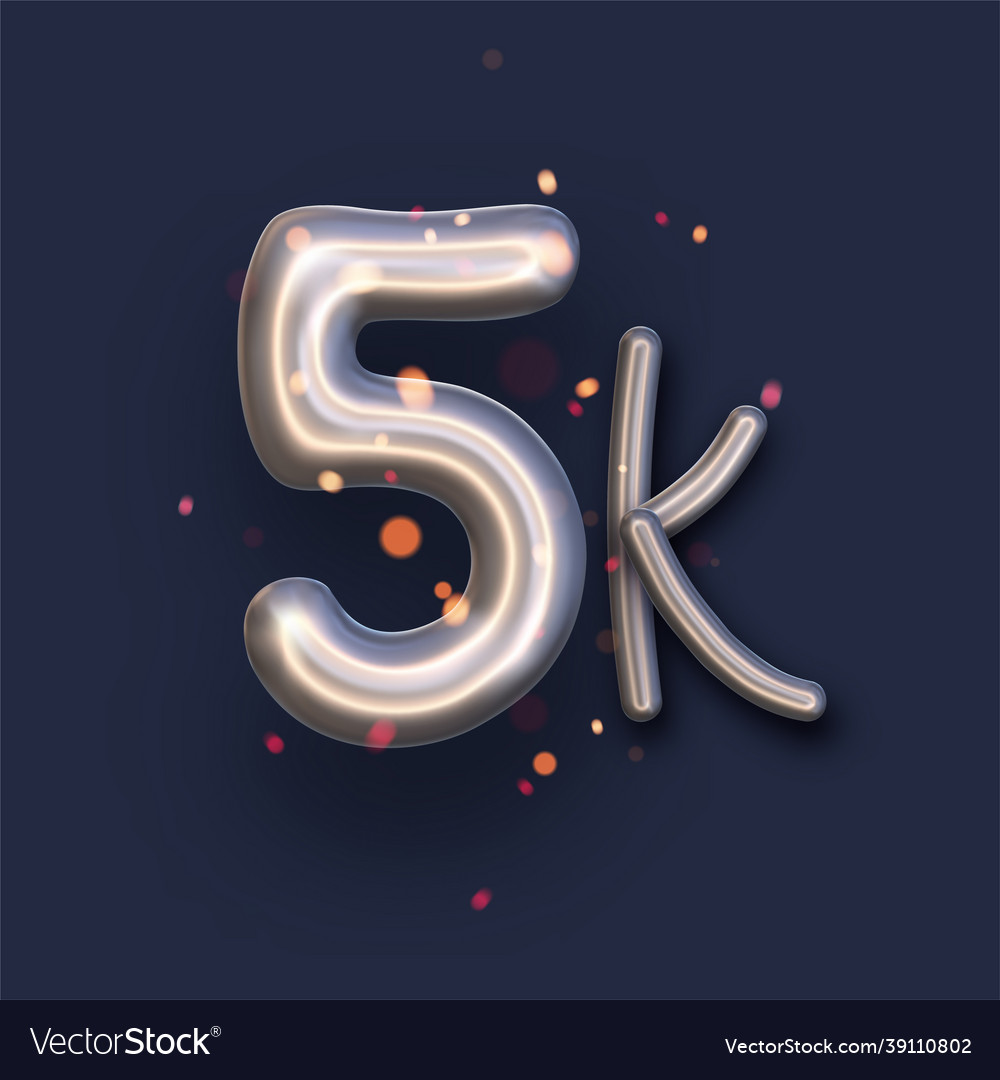 Silver balloon 5k sign on dark blue background Vector Image