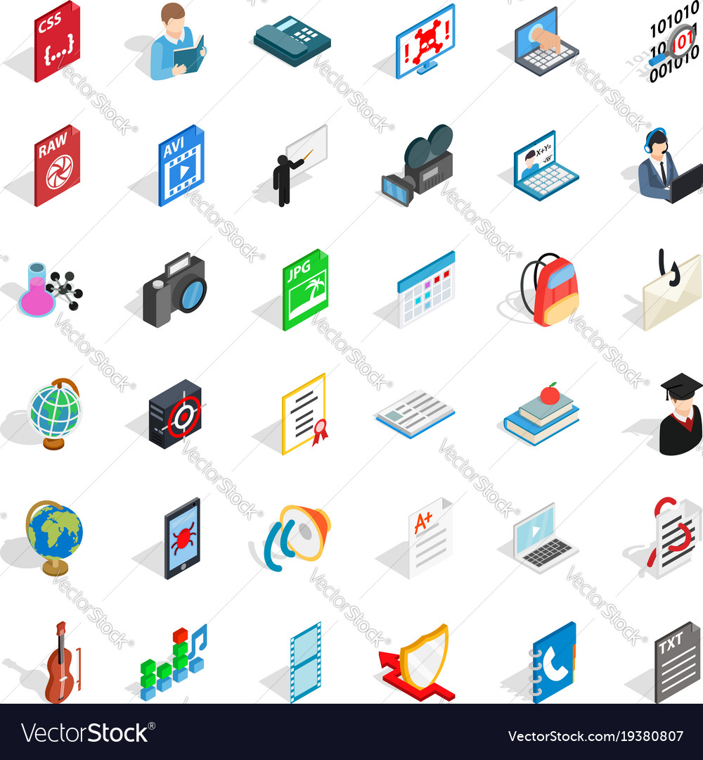 Computer screen icons set isometric style Vector Image