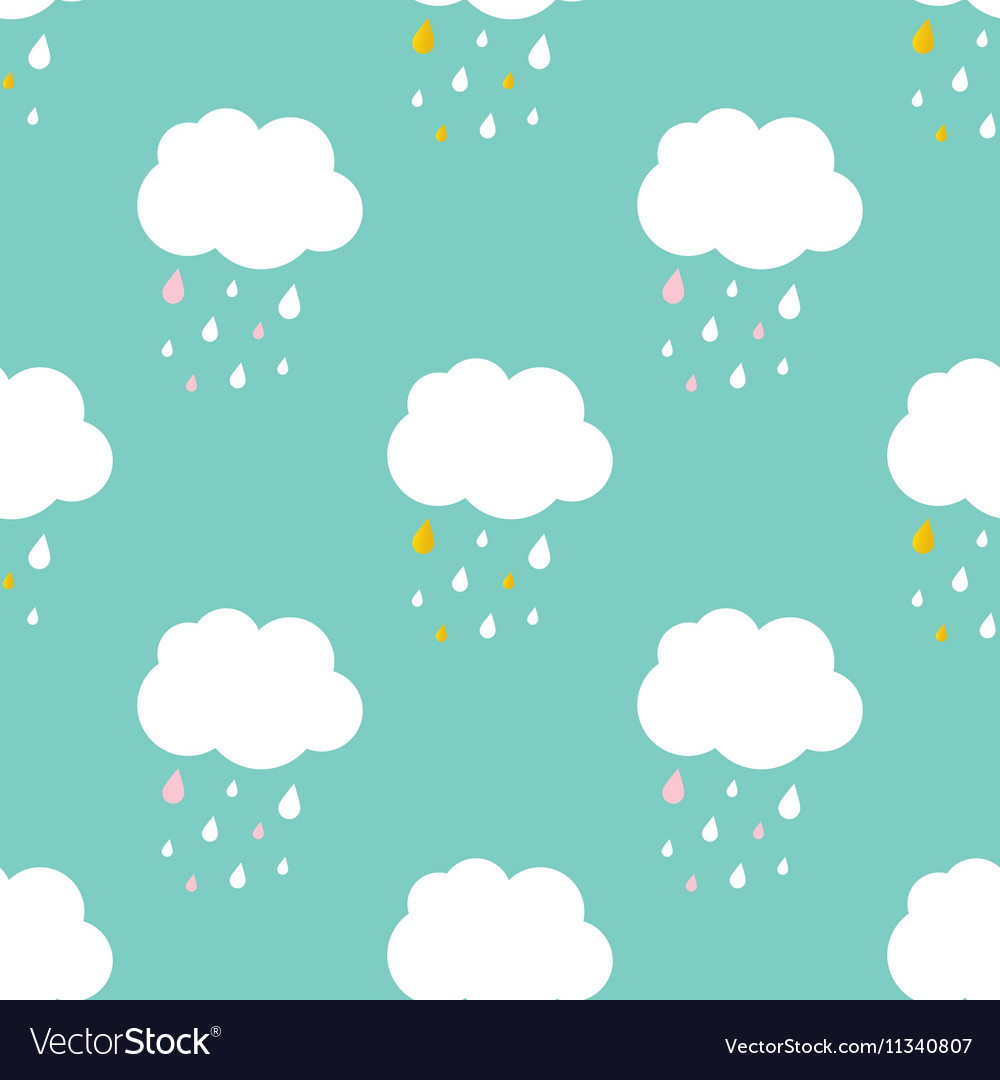 cute sky with rainy clouds seamless pattern vector image