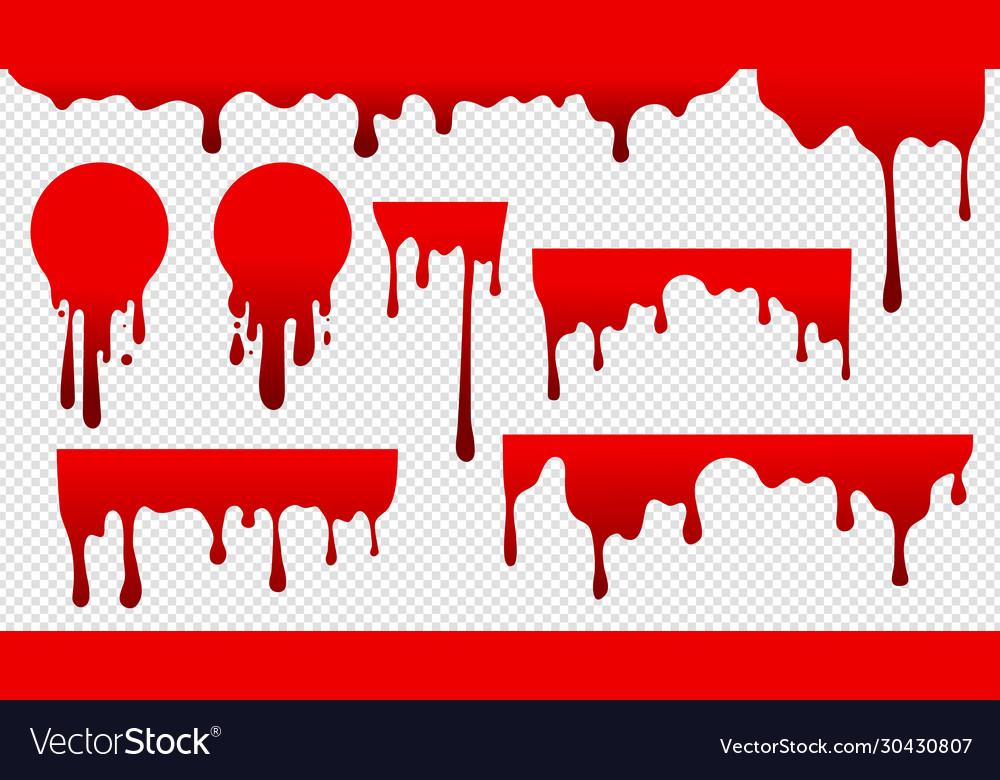 Dripping blood red stain paint flow drops fluid Vector Image