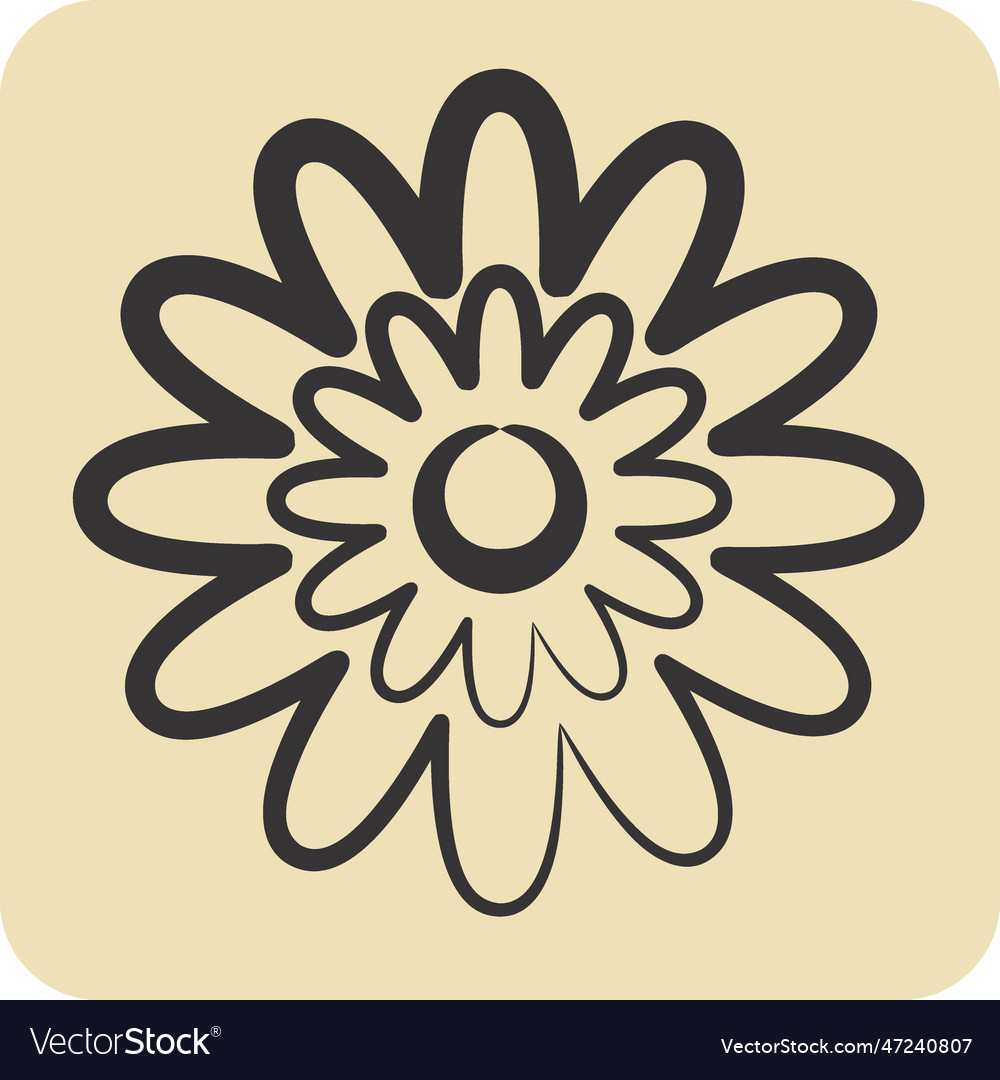 Icon zinnia related to flowers symbol hand drawn Vector Image