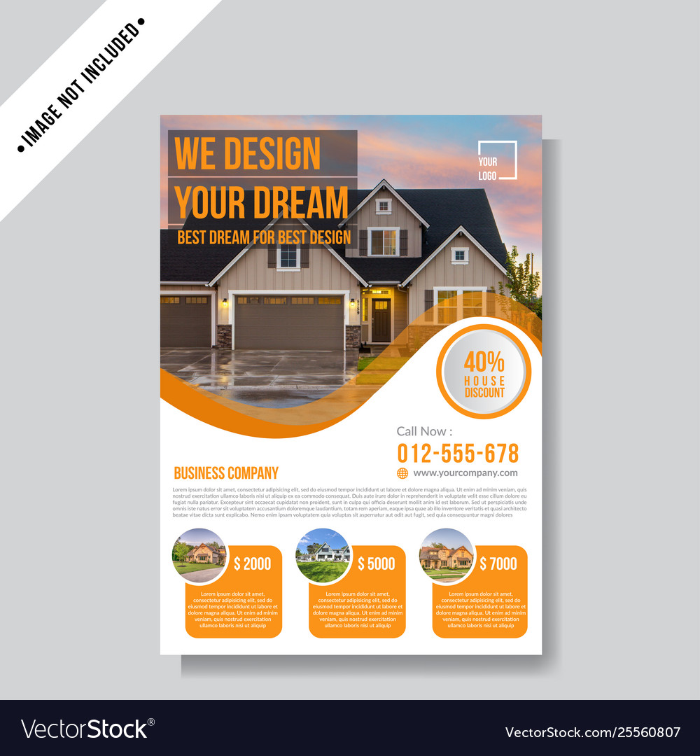 Real estate business flyer template Royalty Free Vector In Free Home For Sale Flyer Template