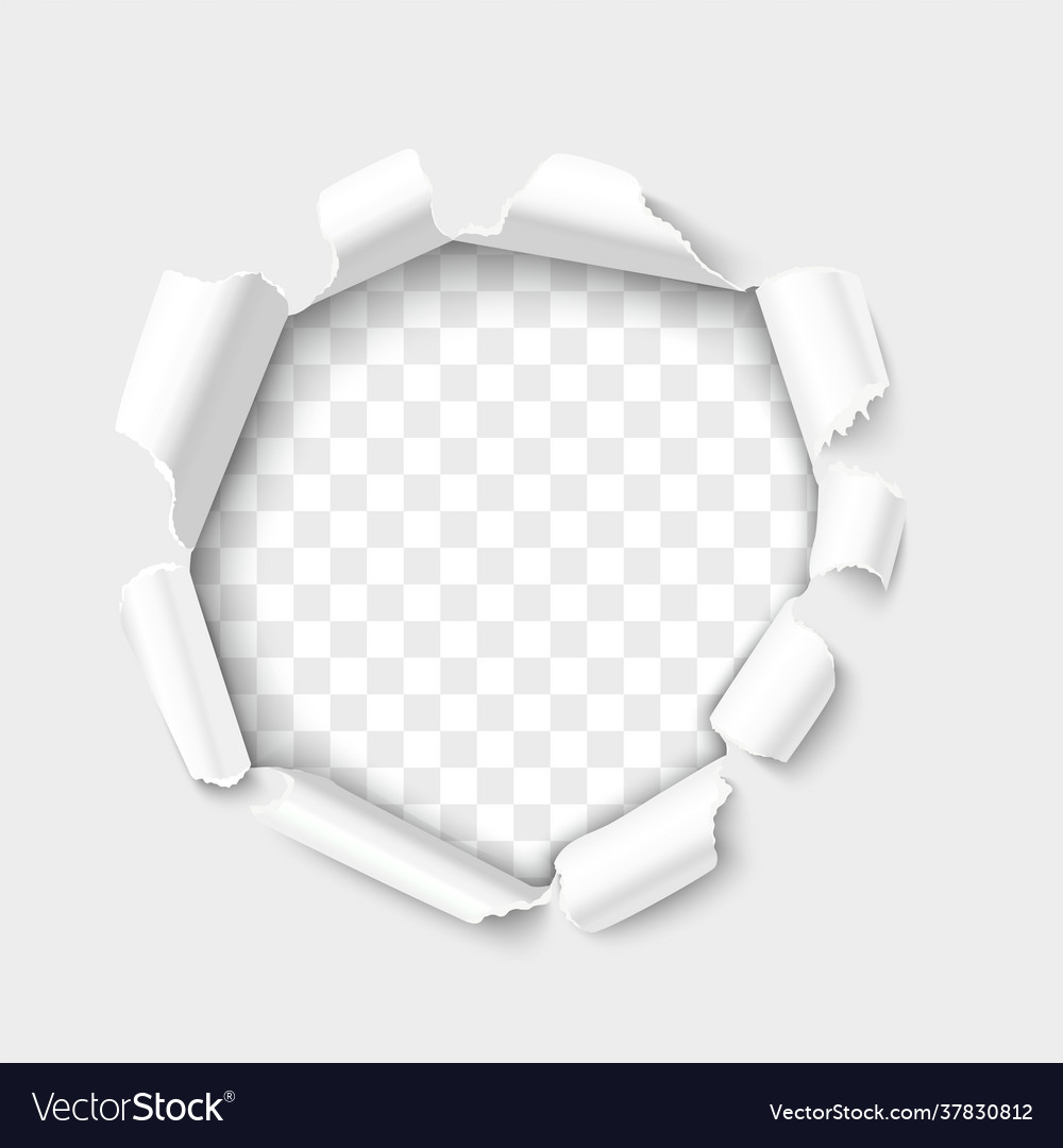 Breakthrough paper hole realistic 3d vector image Breakthrough paper hole realistic 3d