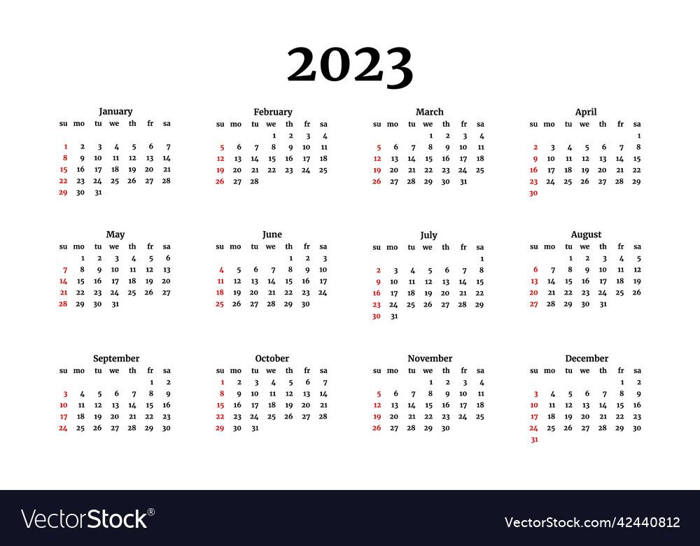 Calendar for 2023 isolated on a white background Vector Image