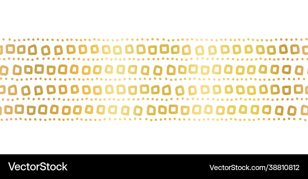 Gold foil doodle stripes border seamless Vector Image