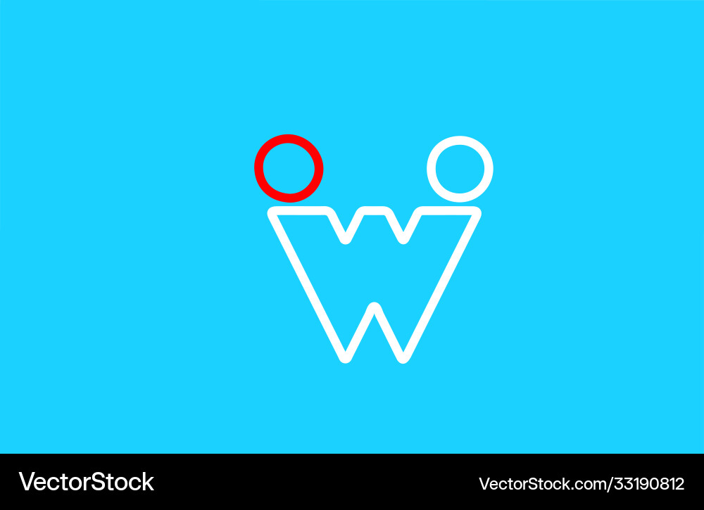 Line alphabet w letter logo icon design in red Vector Image