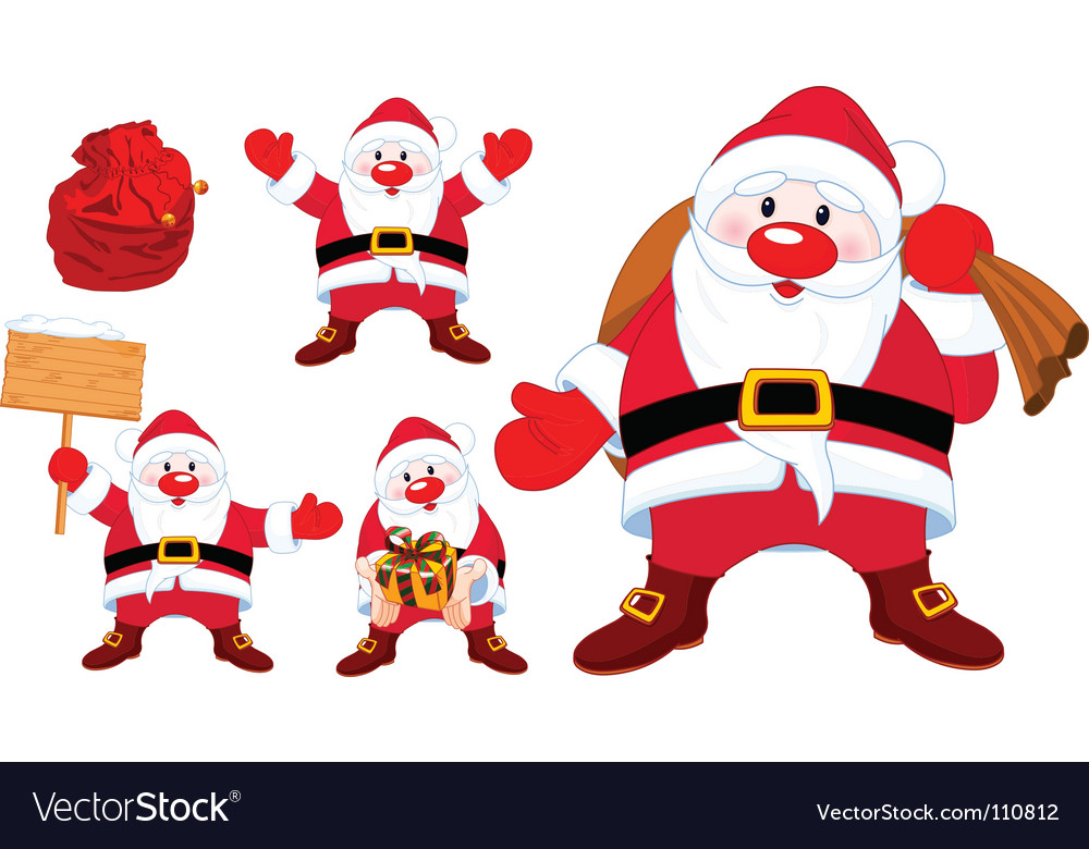 Santa set Royalty Free Vector Image - VectorStock