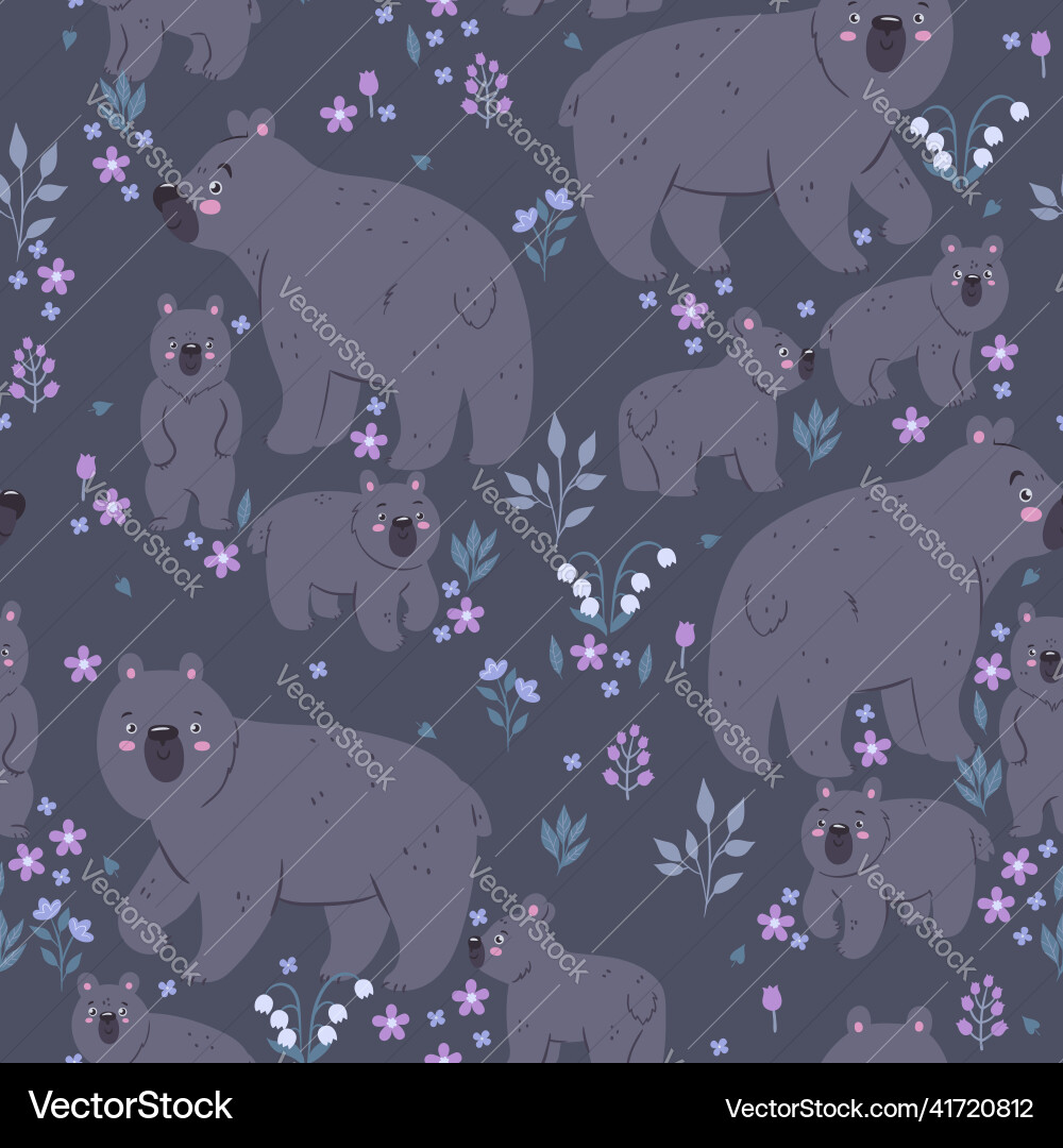 Seamless pattern with cute bears graphics Vector Image