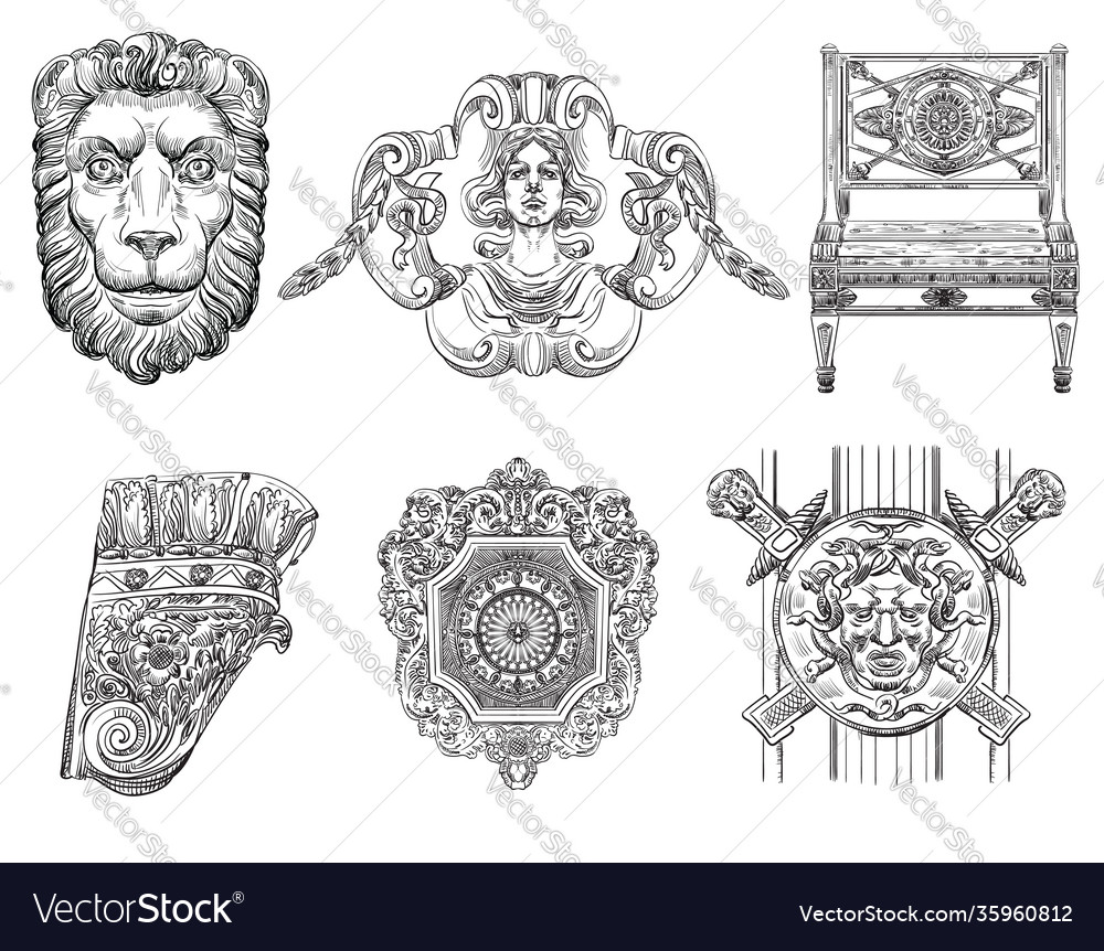 Set different decorative architectural elements Vector Image