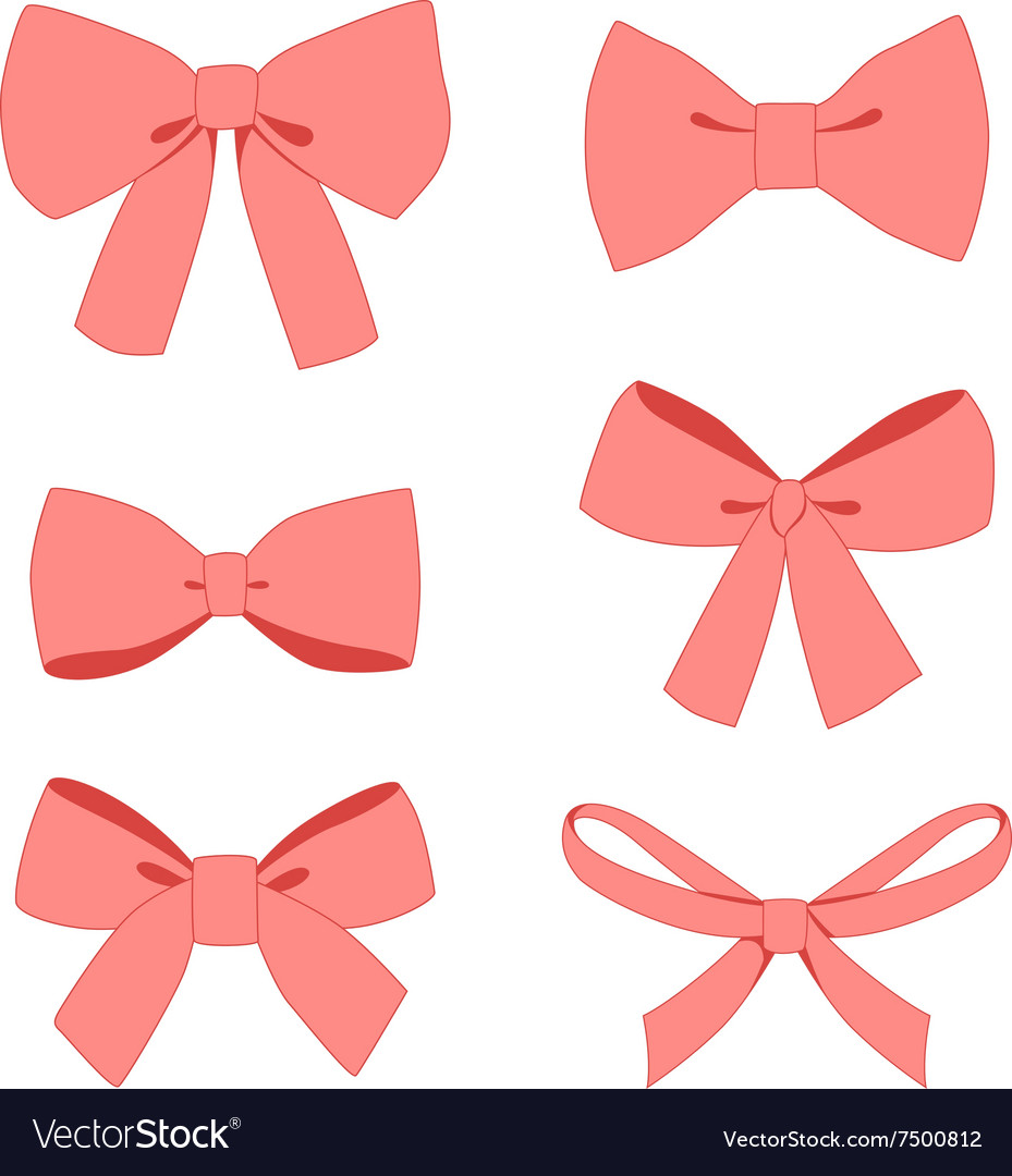 Set of pink vintage gift bows wig ribbons Vector Image