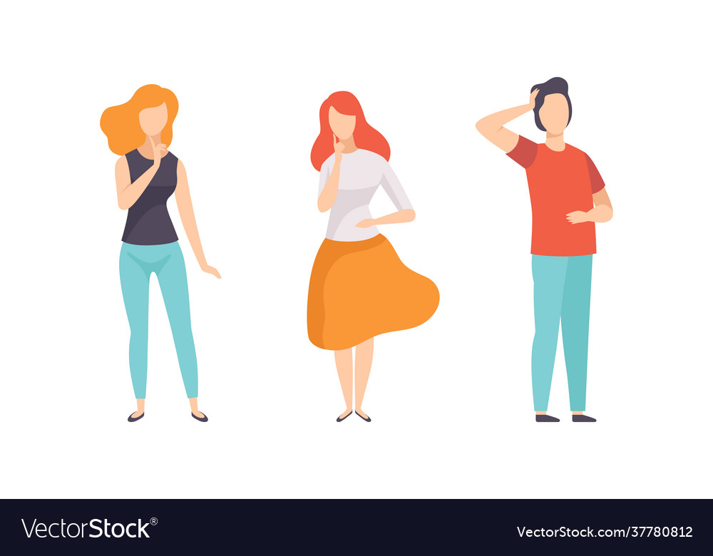 Thinking people set men and women showing Vector Image