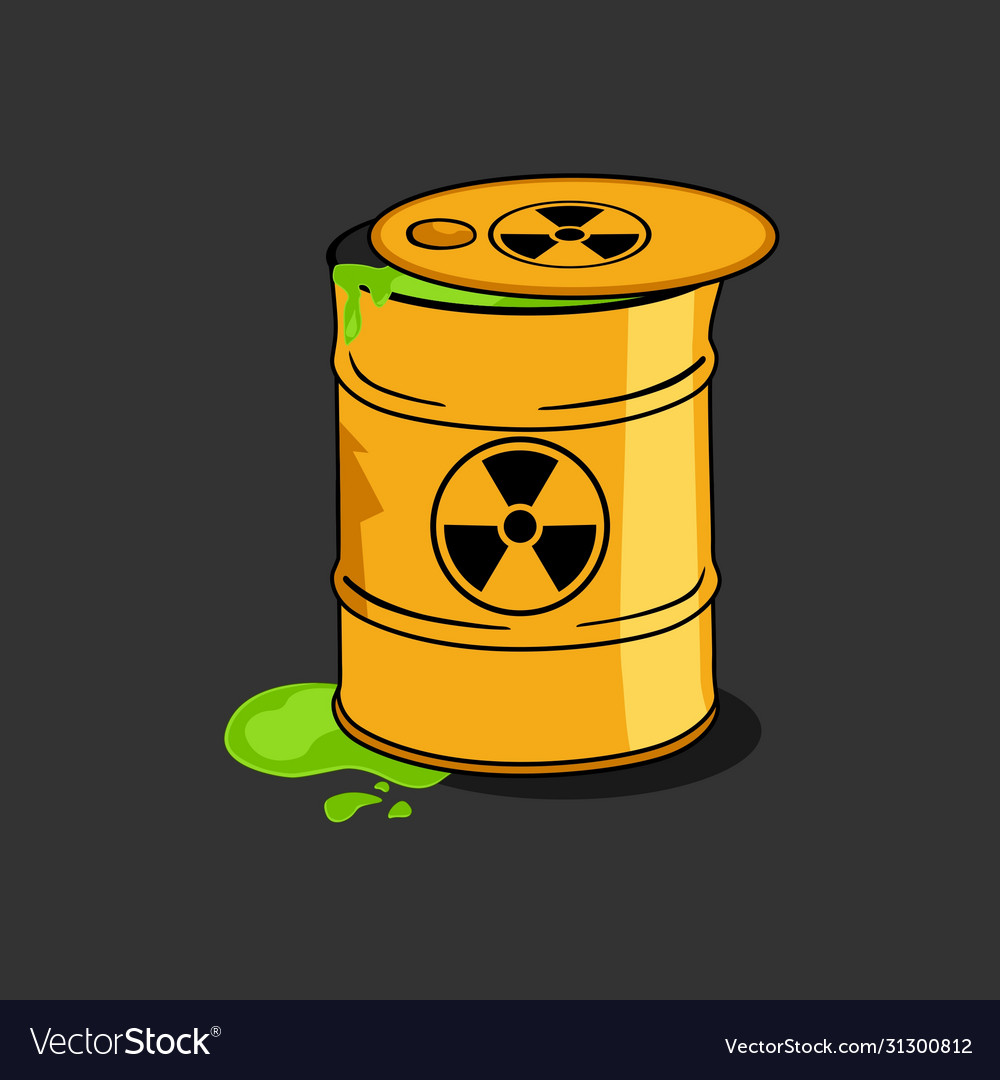 Toxic Radioactive Nuclear Waste Barrel Cartoon Vector Image