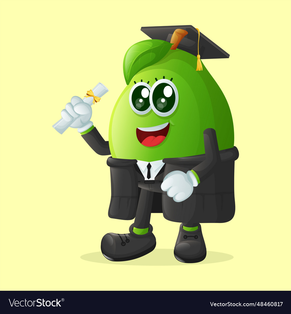 Cute guava character wearing a graduation cap Vector Image