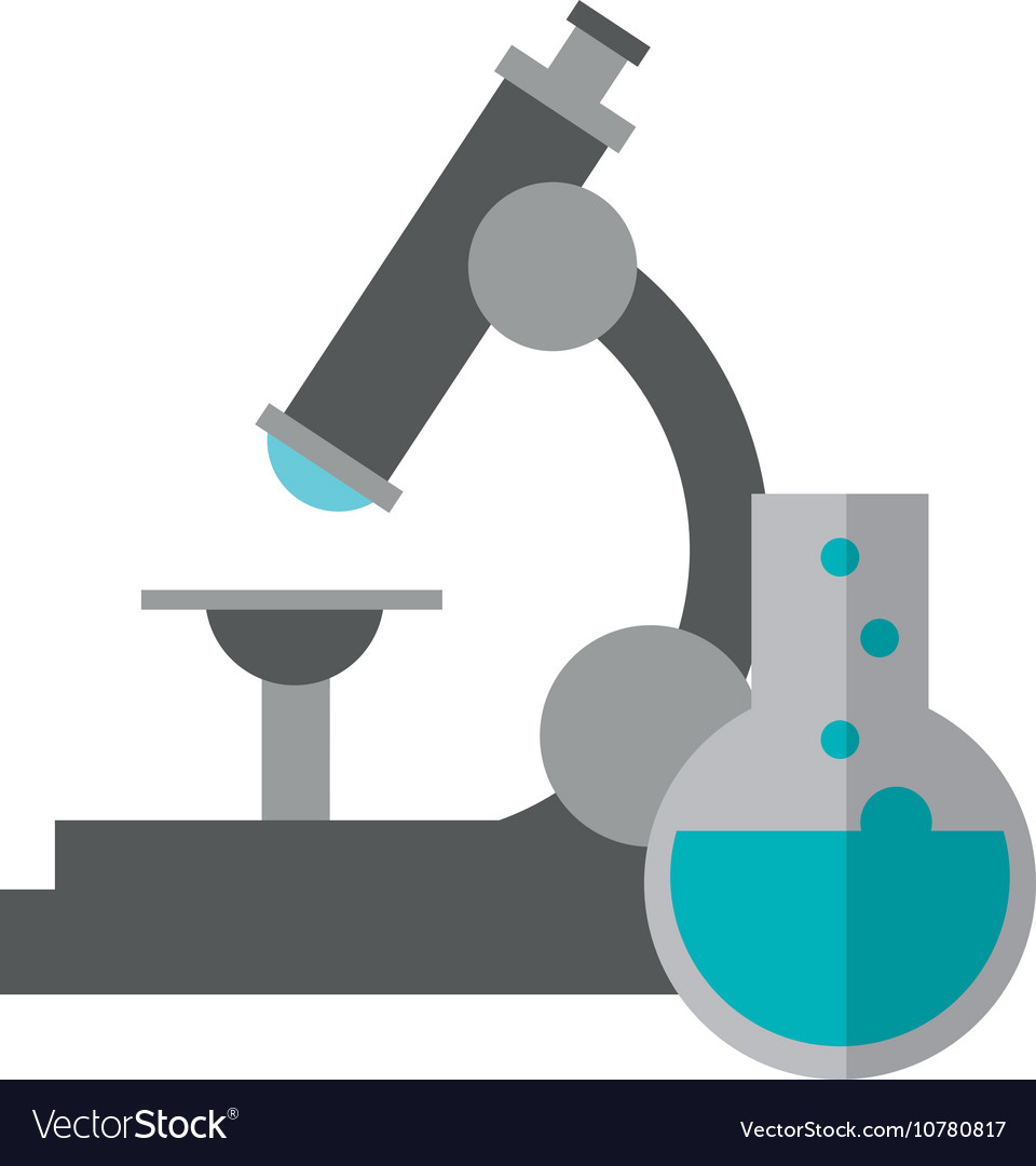 Microscope and chemistry flask icon Royalty Free Vector