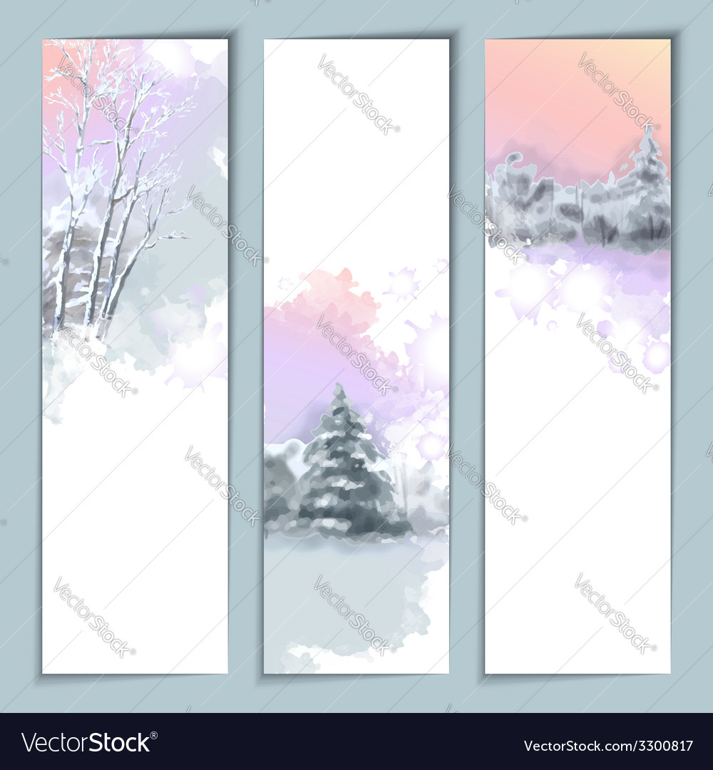 Watercolor Winter Banners Royalty Free Vector Image