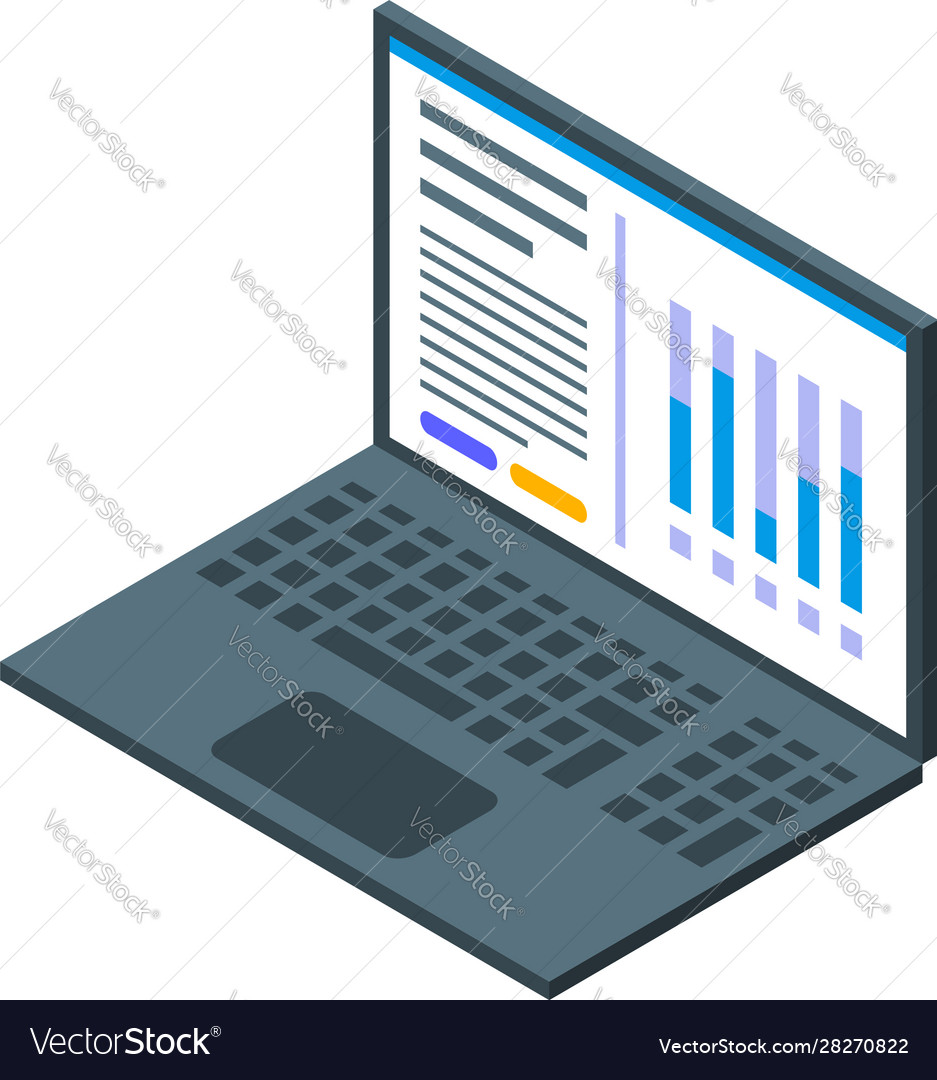 Blood test laptop icon isometric style Royalty Free Vector