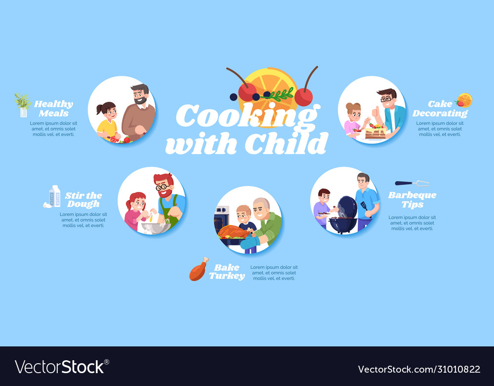 Cooking With Child Infographic Template Healthy Vector Image