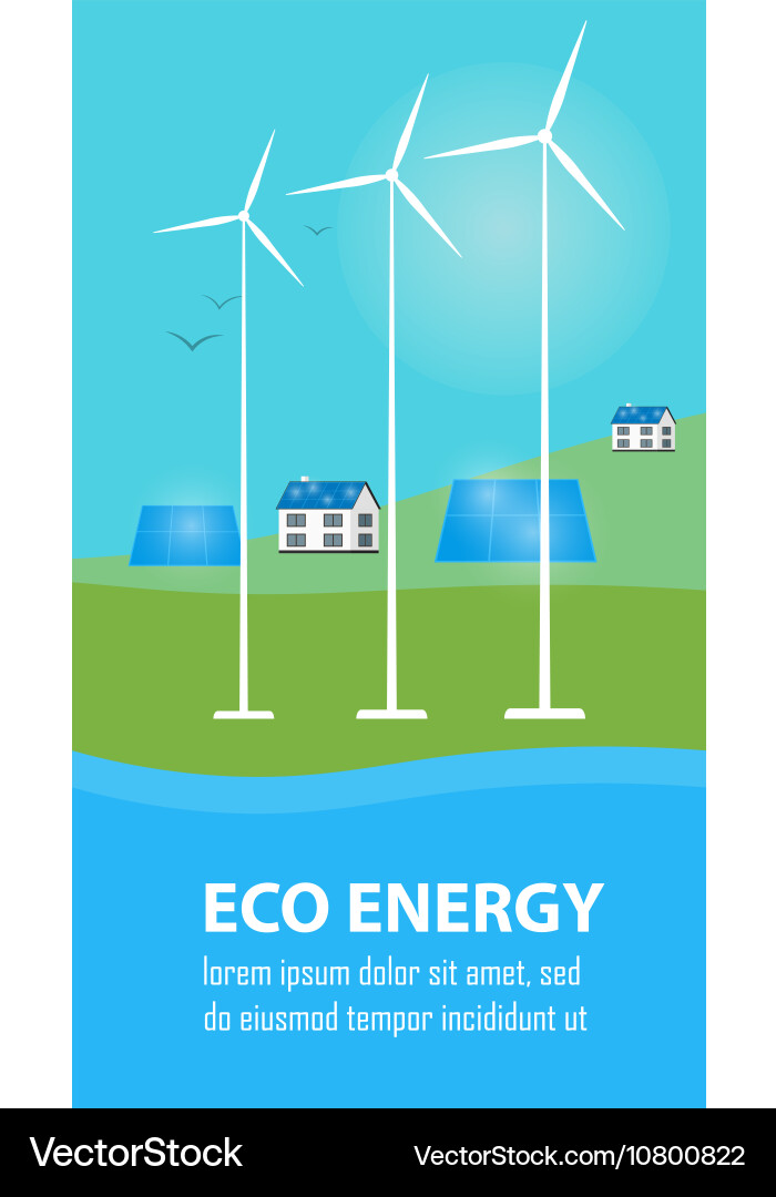 Eco Energy Banner Sun And Wind Power Generation Vector Image