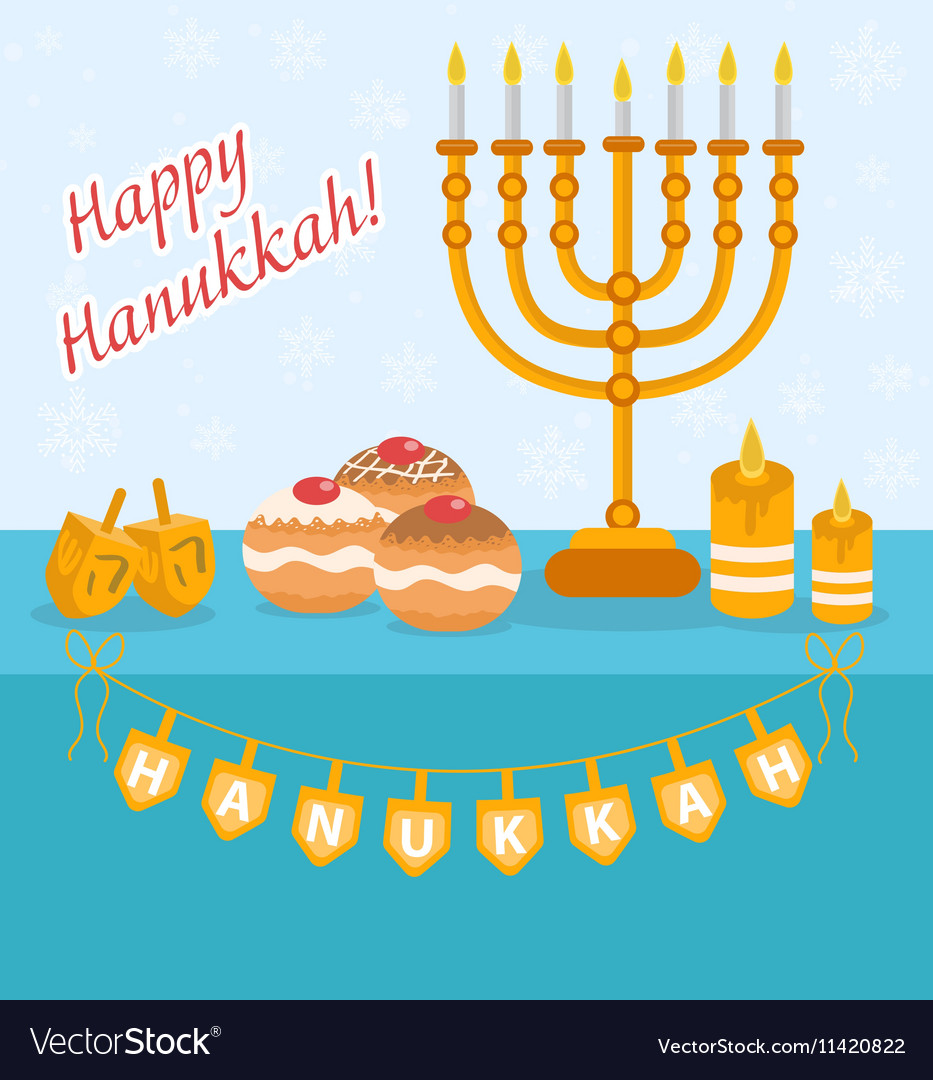 Happy hanukkah greeting card invitation poster Vector Image