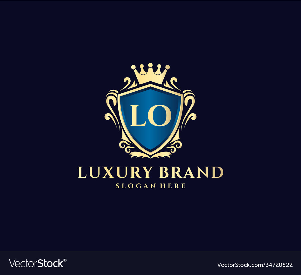 Lo initial letter gold calligraphic feminine Vector Image