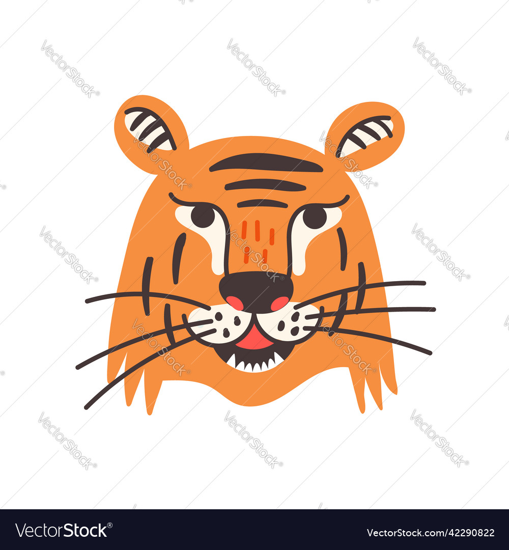 Orange and black tiger head with a grin Royalty Free Vector