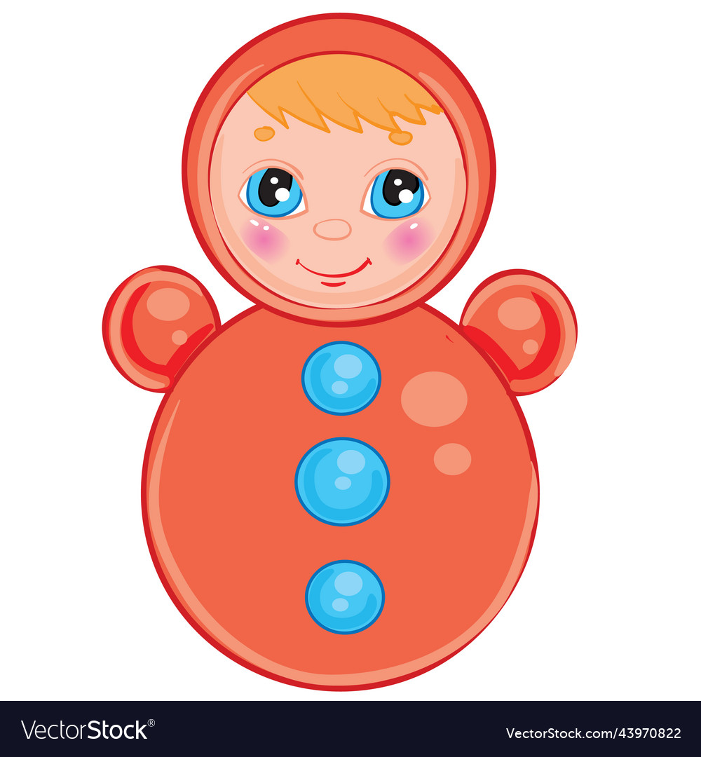 Toy roly-poly in red color isolated object Vector Image Toy roly-poly in red color isolated object Vector Image