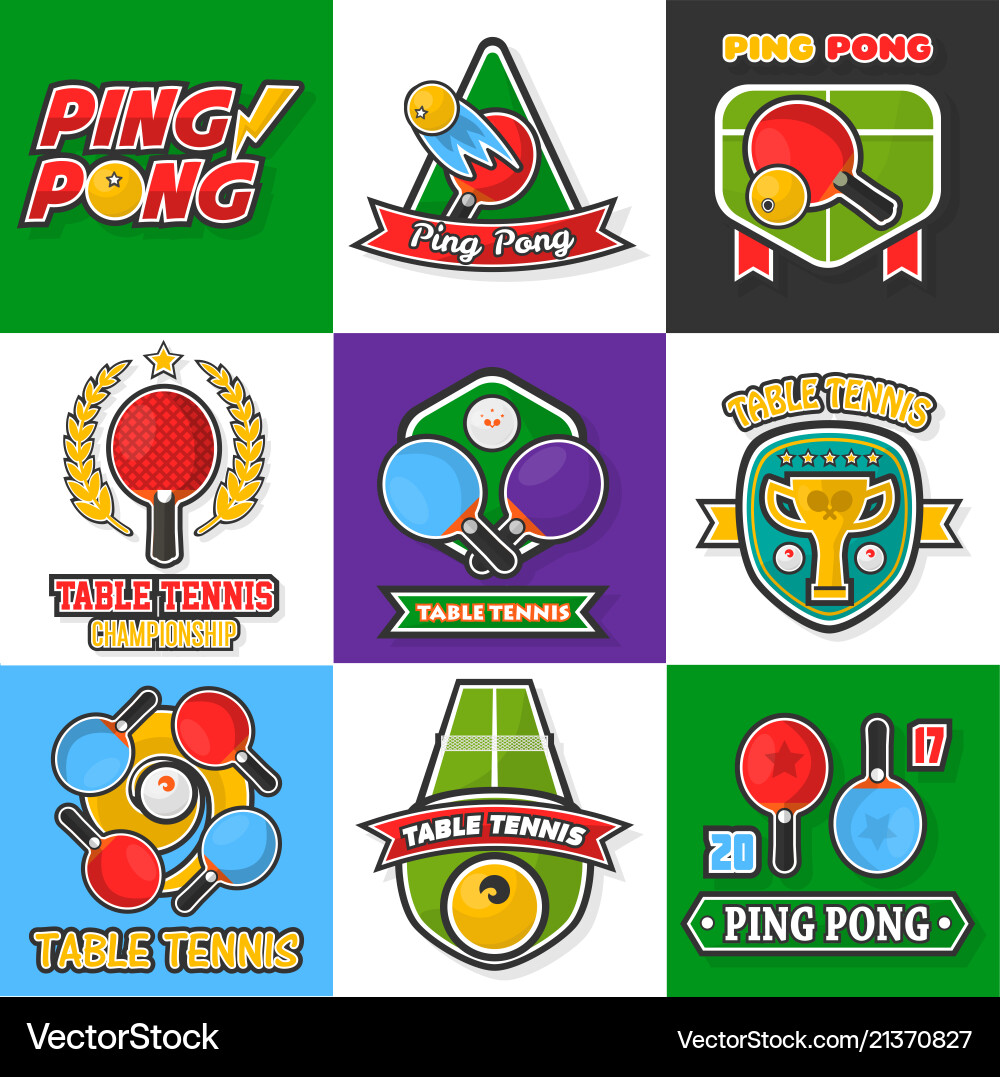 Ping pong or table tennis icons Royalty Free Vector Image