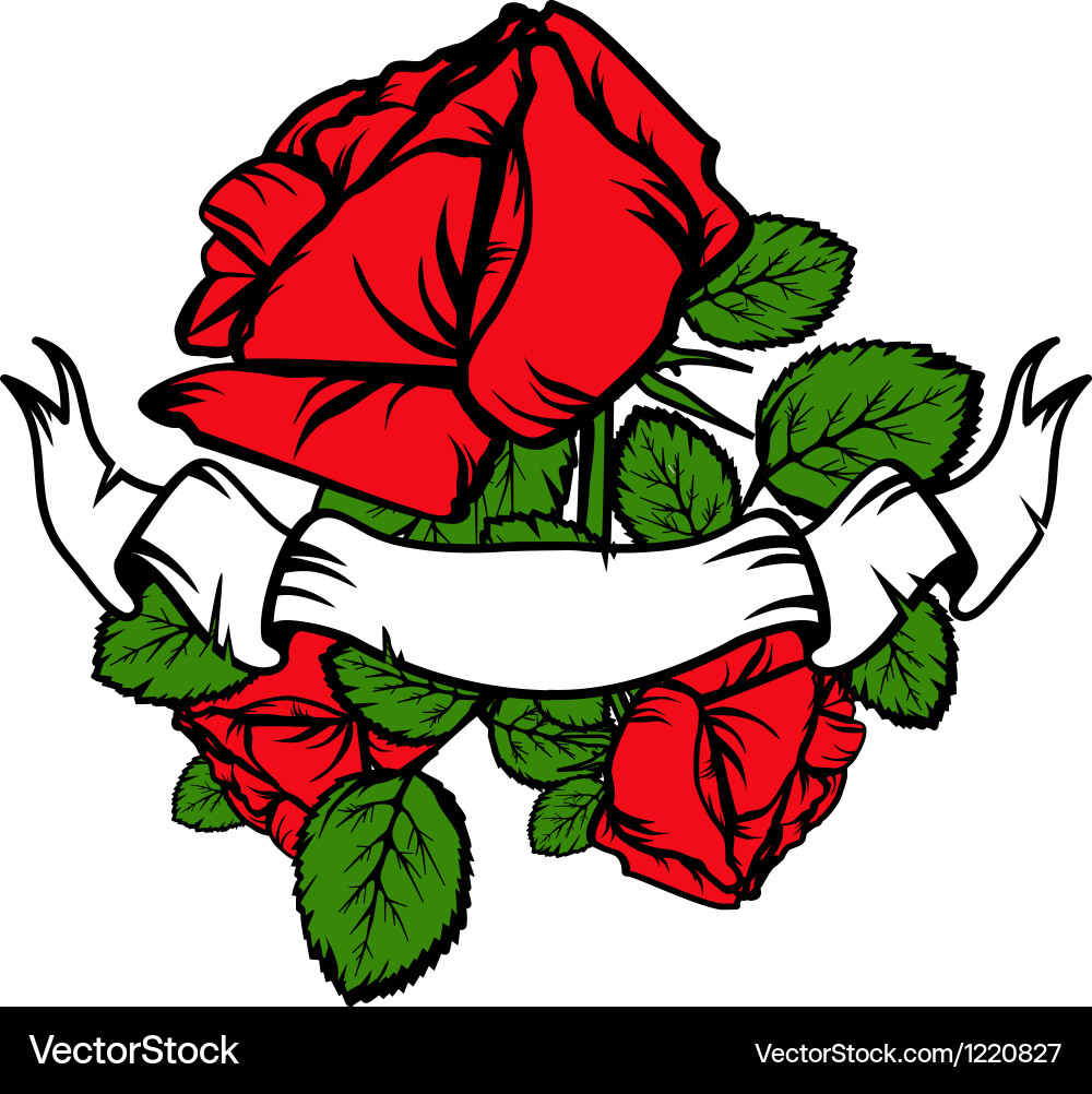 Vintage Red Roses And Old Banner Royalty Free Vector Image